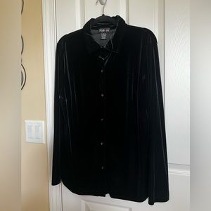 Style&Co. Black-Plush Velour Pointy Collar-Long sleeves-Long Classic Shirt tunic